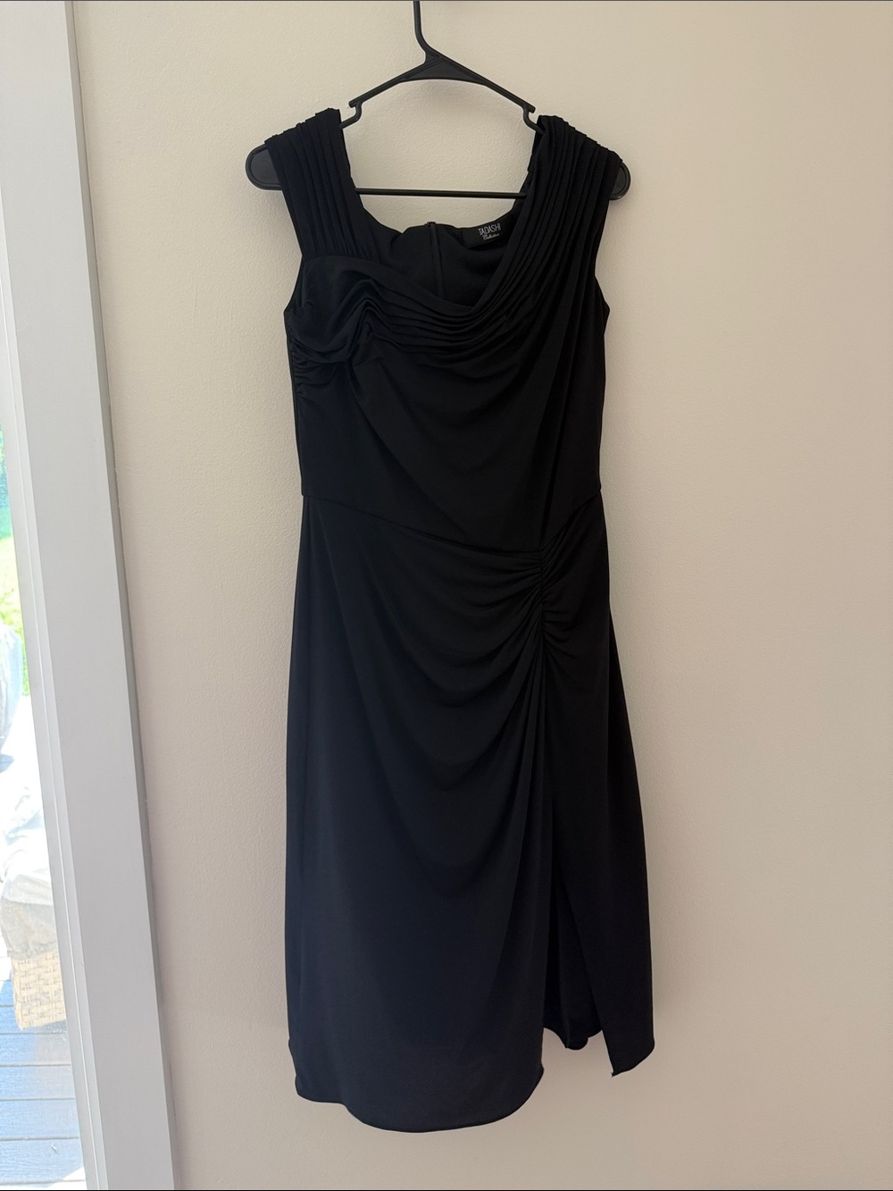 Black Tadashi Draped Midi Dress